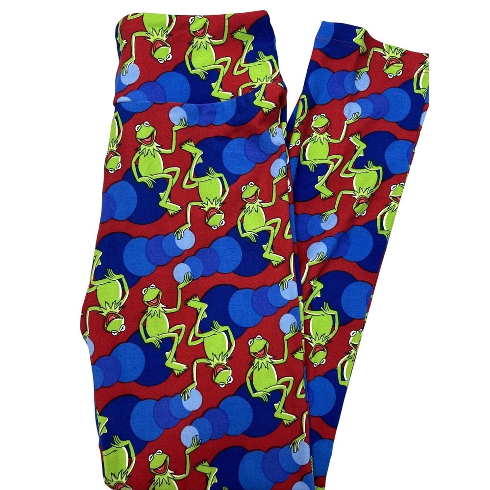 LuLaRoe Kermit the Frog Leggings OS Red Muppets Disneycore Kidcore Pop Culture